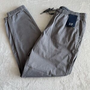 GAP Mens Twill Joggers Expandable Waist Drawstring Size Large Castlerock NWT